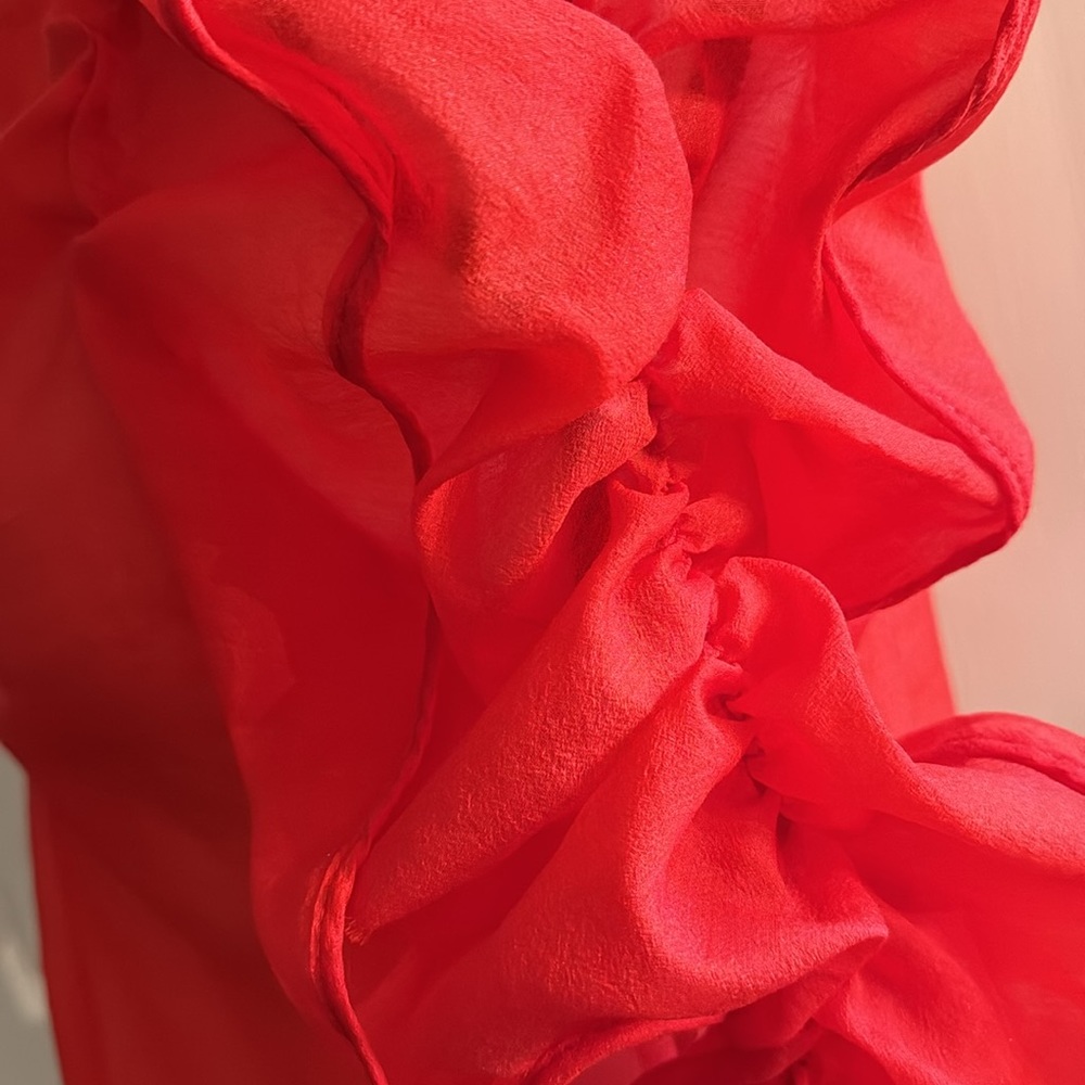H&M Red Ruffle Top - Size US 10 - Picture 6 of 11